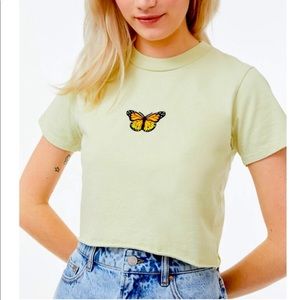 Brandy Melville light green butterfly crop top